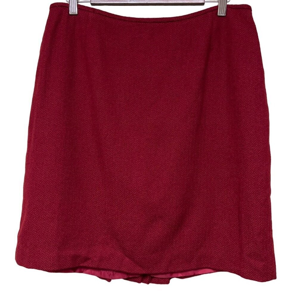 Tahari Women's Skirt Petite Red Wool Blend Pleated Short Size 12P 12 NEW